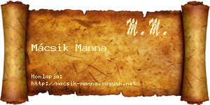 Mácsik Manna névjegykártya