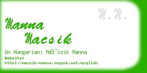 manna macsik business card